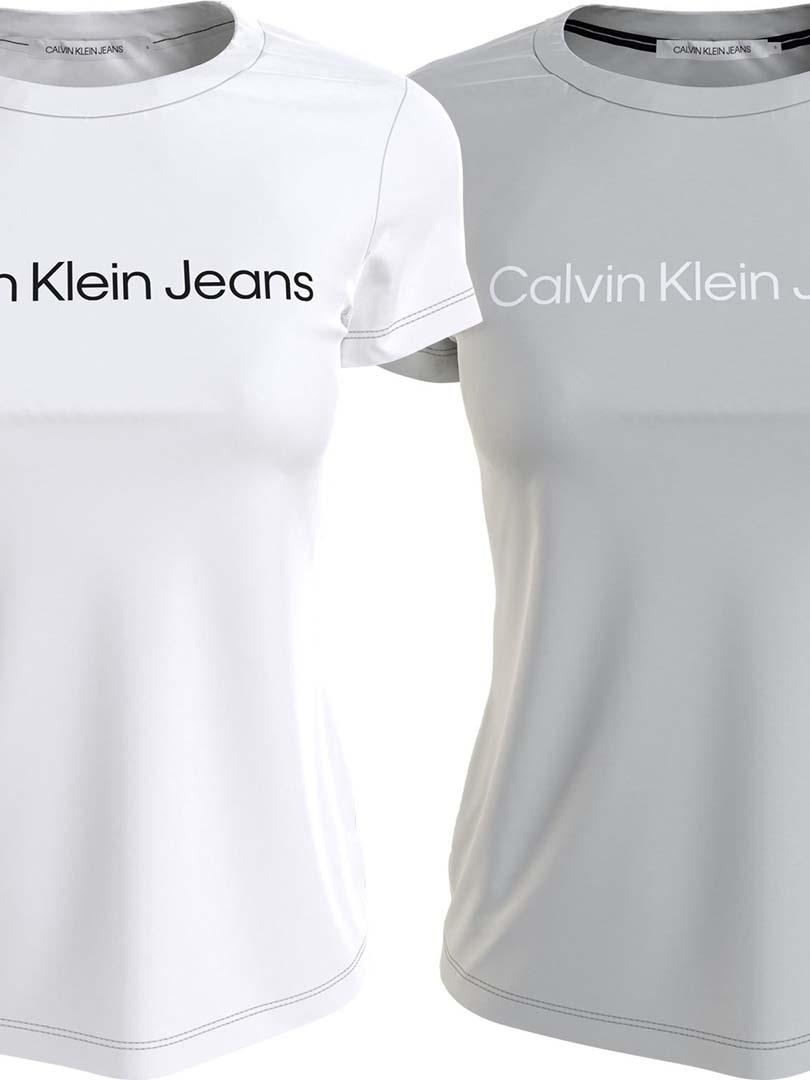 T-SHIRTS DAMA M/C-CIRRUS GREY / BRIGHT WHITE