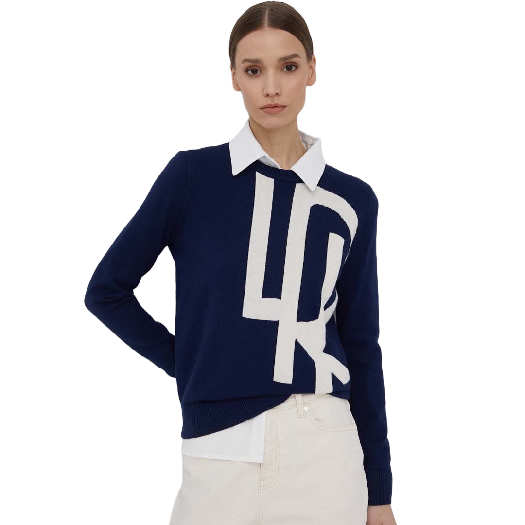 SWEATER M/L DAMA-FRENCH NAVY/MASCARPONE CREAM