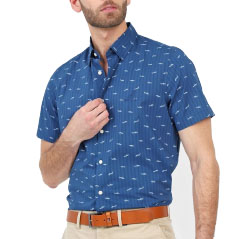 CAMISA MANGAS CORTAS HOMBRE AZUL