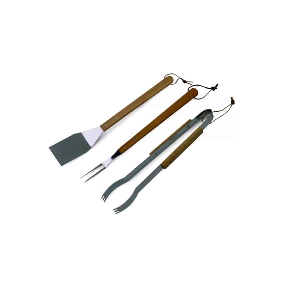 KIT DELUXE PARA ASADO CON MANGO DE MADERA